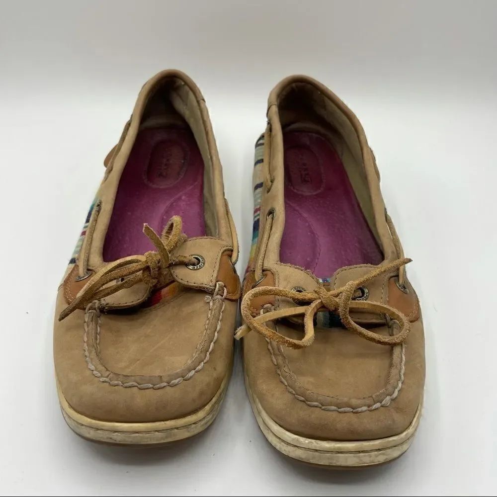 Sperry Rainbow Tan Leather Boat Shoes Size 9.5